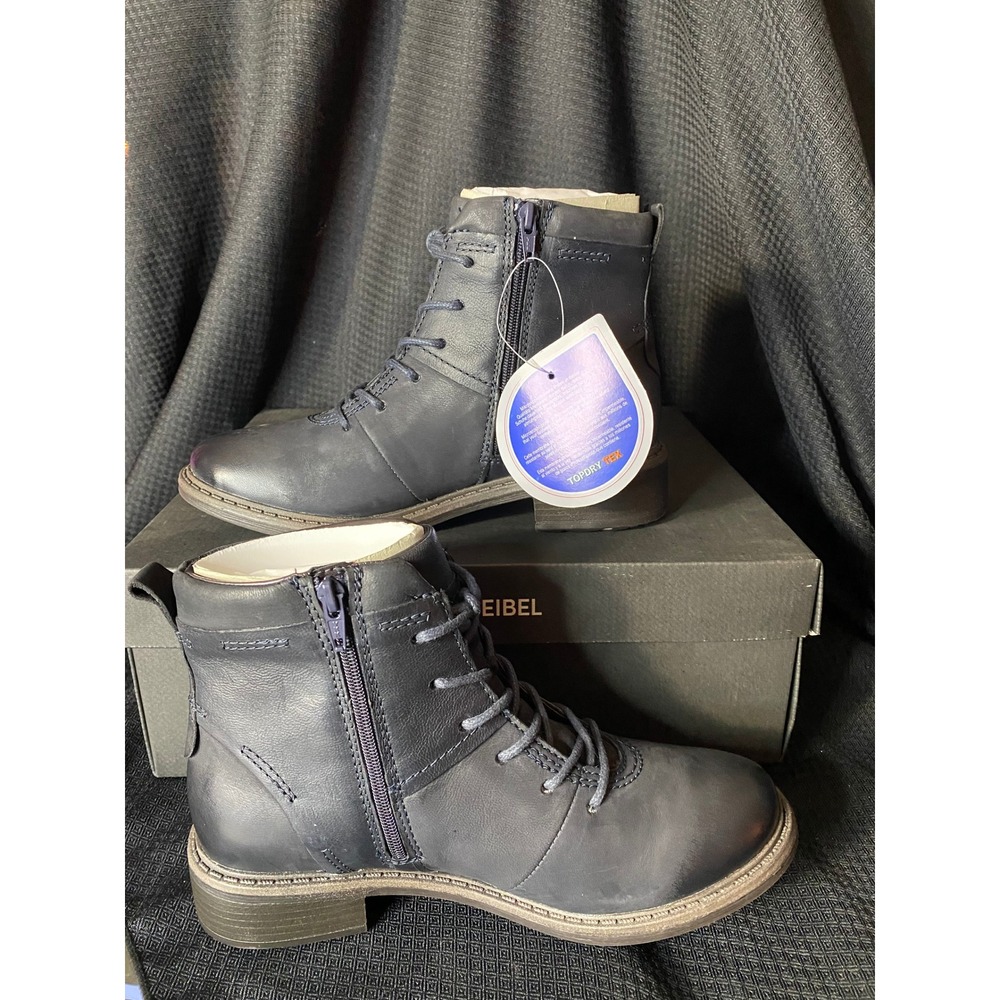 Josef Seibel Sienna 15 Waterproof Navy Leather Ankle Boots Womens 36 NEW